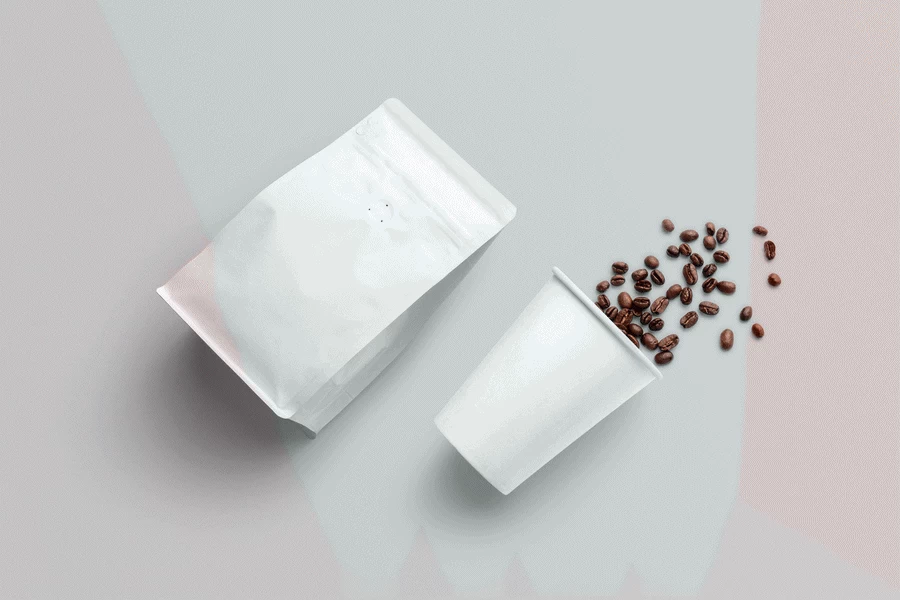 高端品牌咖啡包装袋VI提案场景展示文创智能贴图样机PSD设计素材【013】